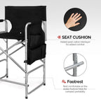 mefeir 26" Tall Folding Directors Chair with Side Table,Portable Makeup Artist Bar Height, Steel Frame 300 lbs Capacity, 19.2" D x 23.6" W x 40.5" H