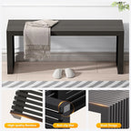Bamboo Dining Bench, 35-inch Sleek Design Entryway Shoe Rack Bench, Indoor Kitchen Table Bench, Waterproof Outdoor Bench, Black