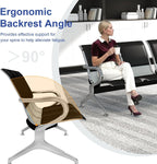 KINTNESS Guest Reception Chairs for Airport Waiting Room Office Chairs Salon Barber Bank Hall Room Conference Airport with Black Leather Cushion 3 Seat Bench Furniture …