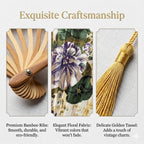 Vintage Floral Folding Hand Fan with Tassel, Chinese Style Fabric Hand Fan for Wedding, Dance, and Home Decor, Portable Elegant Fan for Women (Green Floral)