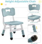 DOREROOM 4 in 1 Kids Table and 2 Chairs Set with Storage, Toddler Table and Chair Set for Kids Ages 3-10, Graffiti & Building Blocks Double-Sided Tabletop (Grayish Blue, 2 Chairs)
