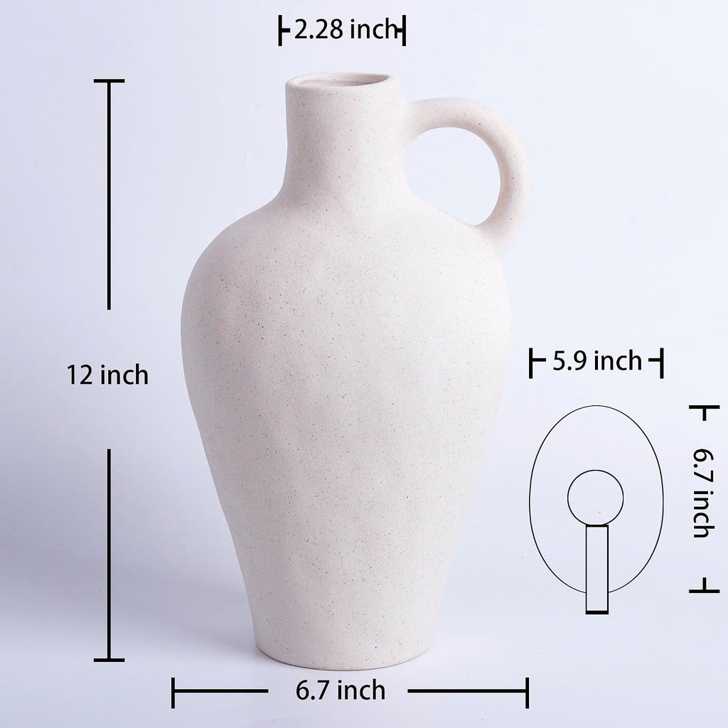 White Ceramic Vase BlossoME 12”H Large Pottery for Flowers Pampas Grass,Boho Modern Rustic Farmhouse Decoration for Livingroom Bedroom Kitchen Entryway Console Table Countertop Shelves