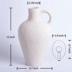 White Ceramic Vase BlossoME 12”H Large Pottery for Flowers Pampas Grass,Boho Modern Rustic Farmhouse Decoration for Livingroom Bedroom Kitchen Entryway Console Table Countertop Shelves