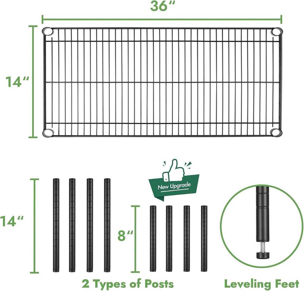 APLSS Dunnage Storage Rack, 14"×36"×14"(8"), NSF Certified, Height Adjustable, Moist&Dry Enviroments, for Kitchen Garage Walk-in Cooler&Freezer Dishroom, 800 Lbs Capacity,