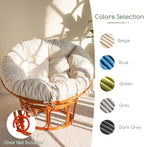 HIGOGOGO Papasan Chair Cushion with Corduroy Cover (Without Chair), 48 x 48 Inch Supportive Cushion, Overstuffed Chair Cushion,Beige