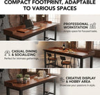 Narrow Bar Table with Edge Panel, Bar Height Tables Solid Wood, Industrial Rectangular Counter Height Table, Long Pub Tables for Small Space Living Room, Behind Couch or Coffee Shop