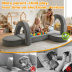 PY HOME & SPORTS Kids Modular Sofa Play Set, 7-Piece Creative Foam Couch for Children, Soft Coral Fleece, Multiple Configurations, Improves Hands-On Skills & Imagination, Compressed Packaging
