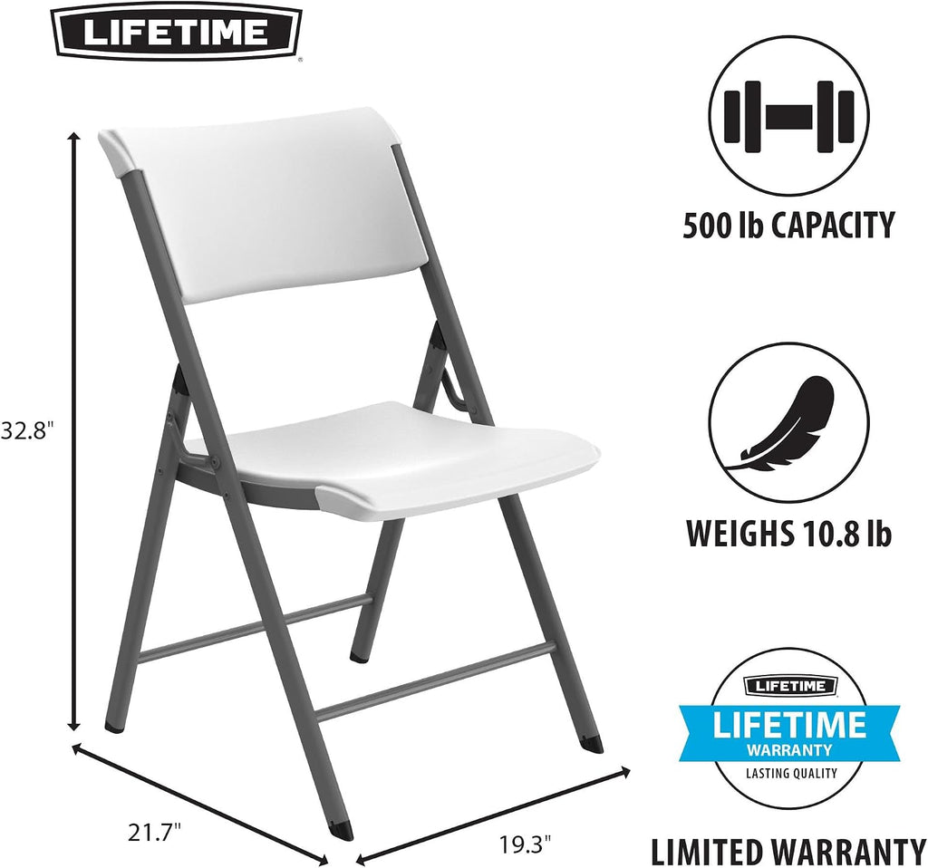 LIFETIME A-Frame Folding Chair, 4-Pack, White Granite
