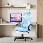 Huracan Gaming Computer Chair with Footrest, Adjustable Video Game Chairs for Adults, Heavy Duty Office Chair with Headrest and Lumbar Support, Baby Blue