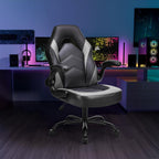 OLIXIS Computer Gaming Desk Chair - Ergonomic Video Game with Comfy Lumbar Support and headrest, PU Leather with Flip-up Arms, Adjustable Height and Swivel Wheels, for Adults, Dark Grey