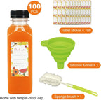 100pcs 16oz Plastic Juice Bottles with Caps, Reusable Juice Containers with Lids for Juice, Milk, Smoothies and Other Beverages