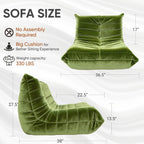 Trenda Bean Bag Chair for Adults, High-Density Foam, Dutch Velvet, Green | Togo chair with dual-layer foam, providing body-contouring support for reading, gaming, reclining and everyday lounging
