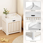 Aenuert White Wooden Storage Chest Box, Small Cube Storage Organizer with Door, Modern Entryway Storage Bin for Home Books, Clothes, Plants, Square Side Table for Living Room or Bedroom