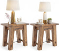 Alaterre Furniture Durango 27-Inch Solid Wood Side Table – Set of 2 Heavy-Duty Industrial End Tables with 100lb Capacity for Living Room, Bedroom, or Office (Natural Grain Lacquer Finish)
