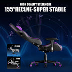 Gaming Chair with Bluetooth Speakers Music Video Game Chair Audio Ergonomic Design Heavy Duty Office Computer Desk Chair GT890M Purple