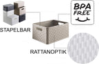 Rotho Country Set of 3 Storage Baskets 18 l, 3 x A4/18l (36,8 x 27,8 x 38,5 cm), Cappuccino