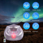 Inflatable LED Couch for Kids,Illuminated Blow Up Lounger Chair,Light Folding Air Chair for Girls and Boys,Inflatable Game Sofa for Rooms,Camping,Swimming Pool(Frosted White,Without Pump)