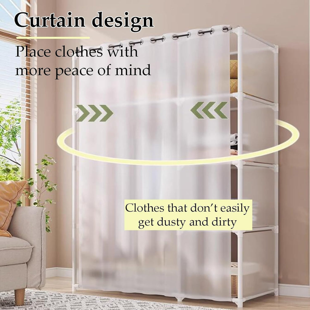 Portable Wardrobe - Heavy-Du Steel e with Hanging Rod & STO Cartment - Black, Single Row - Perfect for Clothes nizat & Space-Saving Soluts