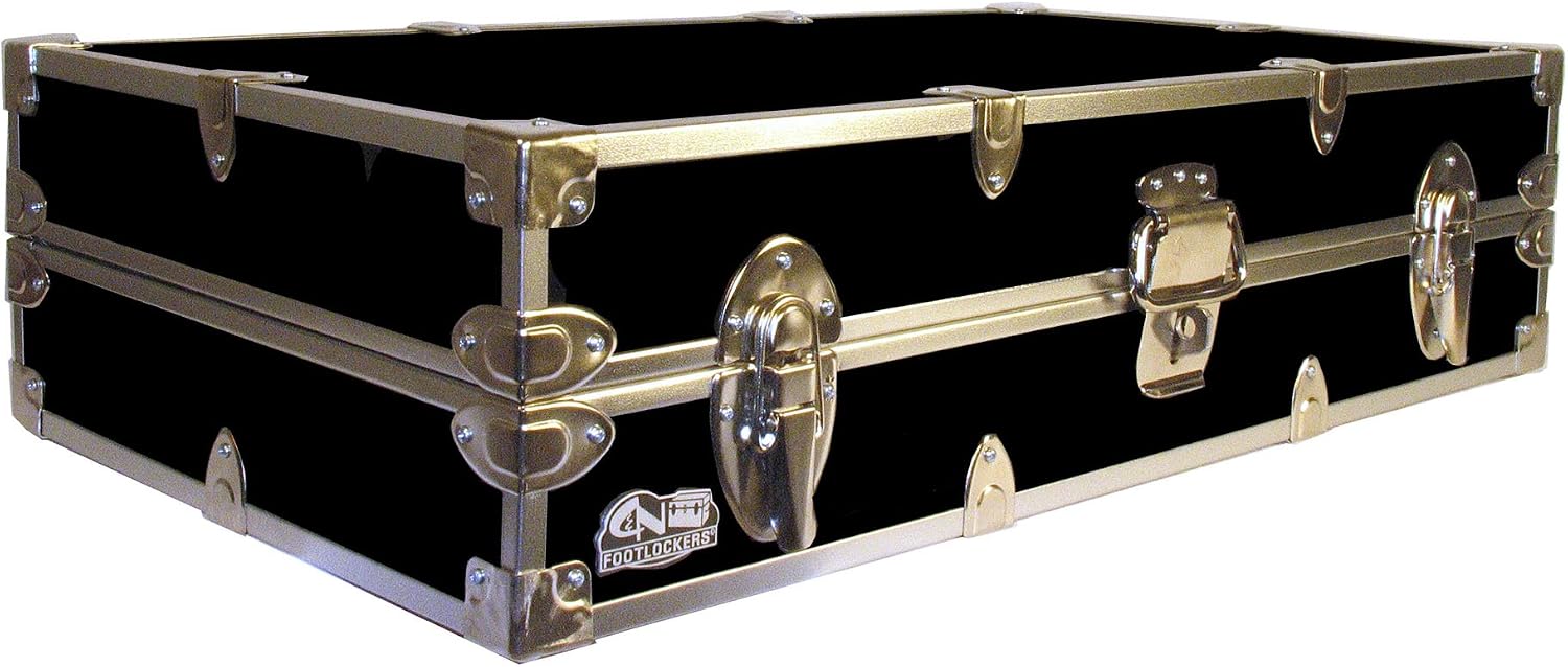 C&N Footlockers College Dorm Room Under Bed - The Slim Lockable Trunk - 32 x 18 x 8.25 Inches (With Cable Lock)