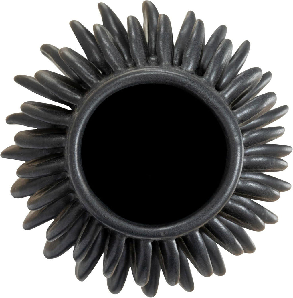 Bloomingville Decorative Pleated Stoneware Vase, Black