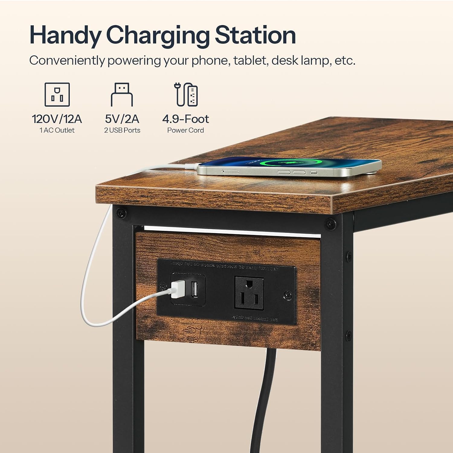 HOOBRO Wedge End Table and Wire Cube Storage Organizer, Recliner Wedge Side Table, 9-Cube Shelves, Modular Shelves with Metal Grid, DIY Closet Cabinet BF64UBZ01G1-BF09CW01