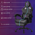 Waleaf Big and Tall Gaming Chair for Adults with Footrest, 400lbs Weight Capacity Video Game Chairs for Office, Ergonomic Computer Gaming Chair with Lumbar Support and Headrest (Purple)