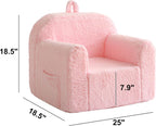 Kids Chair Comfy Toddler, Soft Baby Chair for Boys & Girls, Portable Toddler Reading Armchair with Removable Washable Sherpa Cover, Pink