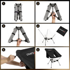 Camping Chair Backpacking Portable Hiking Ultralight Small Lightweight Folding Chair for Outdoor Camp Beach Picnic Concert, Supports 330lbs (Black,1PCS)
