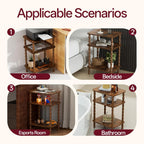 Side Table,Living Room End Tables with 3-Tier,Small Nightstand Table for Small Spaces,Sofa Side,Bedside, Bathroom,Coffee Table,Modern Bedside Table,Stable Frame,Easy Set Up (Rustic Brown)