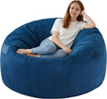 3FT Bean Bag Chair, Comfy Bean Bag Chairs with Memory Foam Filled, Fluffy Beanbag Sofa with Dutch Velvet Cover, Round BeanBag Chairs for Living Room, Playroom - Blue