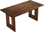 63" Solid Wood Dining Table for 4-6 People, Rustic Rectangular Wood Kitchen Table with Thick Top & Heavy-Duty Legs for Dining Room, Living Room, Rustic Brown