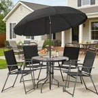 Shintenchi 6 Piece Outdoor Patio Furniture Set, Small Outdoor Patio Dining Table and Chairs Set, Outdoor Seating with Umbrella for Backyard, Balcony, Front Porch, Onyx