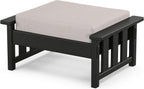 Martha Stewart by POLYWOOD® Acadia Deep Seating Ottoman in Black/Dune Burlap