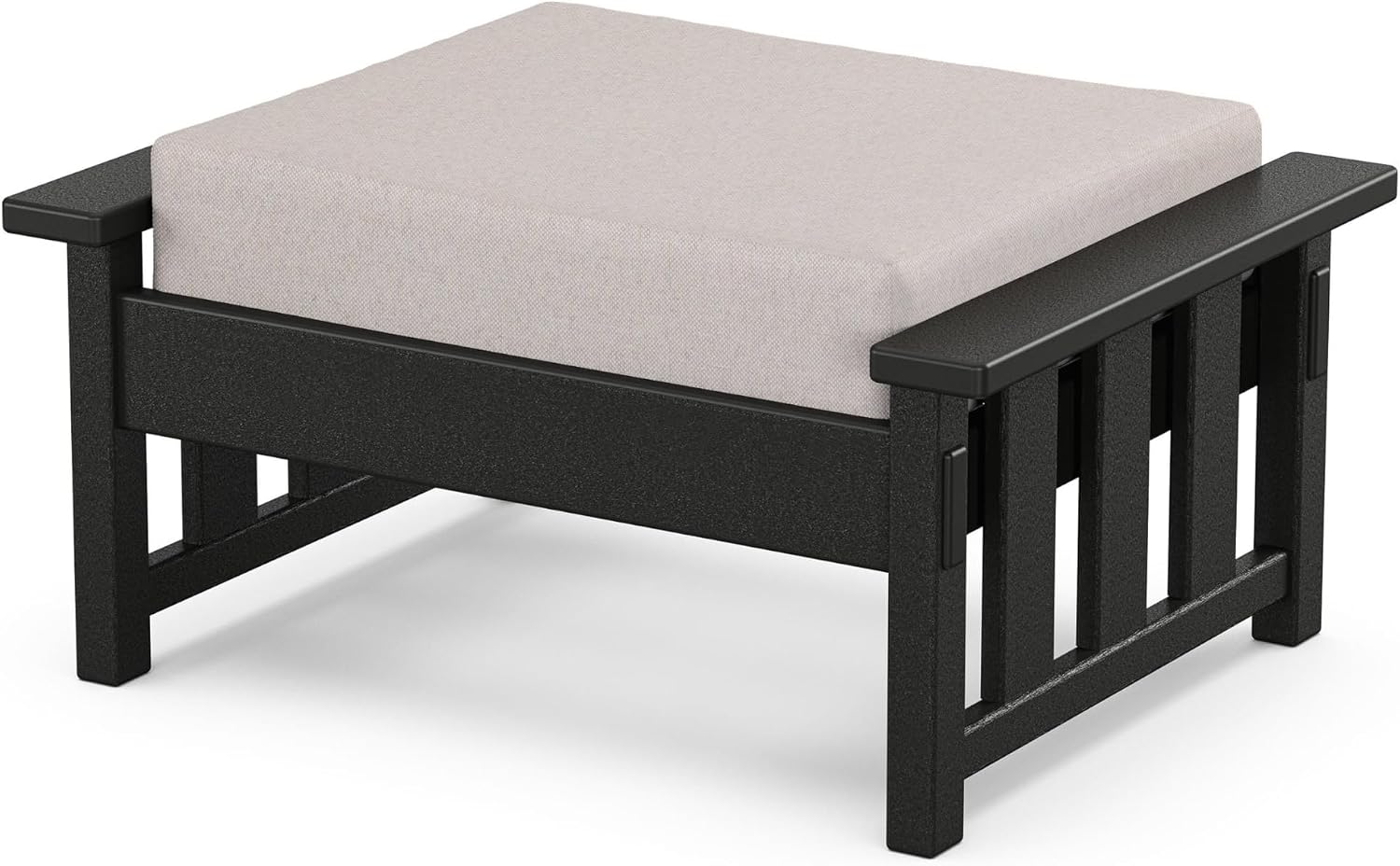 Martha Stewart by POLYWOOD® Acadia Deep Seating Ottoman in Black/Dune Burlap