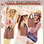 Eccliy Reusable Gift Bags Set Glossy Grocery Gift Tote Bag with Handle for Wedding, Bridal Shower, 4th of July, Summer Event(10 x 8 x 4.7 Inch,Coffee,80 Pcs)