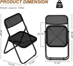 JPBSTO Folding Chairs, 300lb Capacity Steel Frame, Foldable for Indoor Outdoor Party,2-Pack,All Black