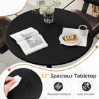 Tangkula Round Dining Table Set for 4, Kitchen Table Set with Seat & Solid Wood Legs, Round Kitchen Table and Chairs for Small Space, Black