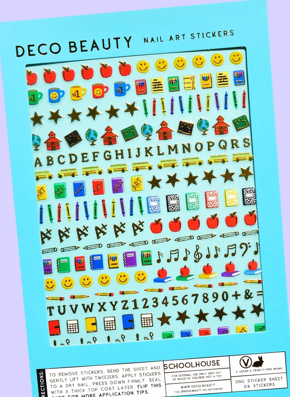 Deco Beauty Schoolhouse -Super Thin & Easy-to-Apply Nail Art with the Cutest Designs-Durable & Long-Lasting Nail Art Stickers and Decals for Women, for DIY At-Home Manicures & Salon-Quality Nails