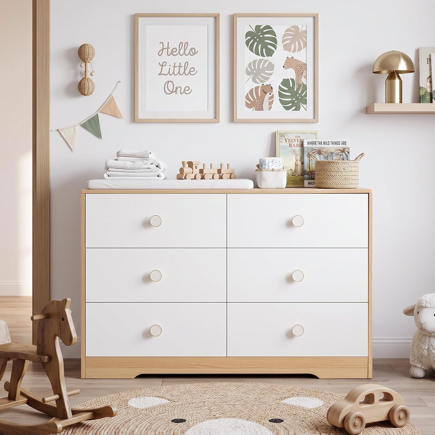White Baby Dresser for Nursery Bedroom, 6 Drawer Organizer for Closet