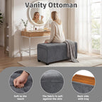 29.5 in Gray Linen Storage Ottoman with Reversible Tray Top | Rectangular Storage Bench, Upholstered Foot Rest Ottoman with Hidden Storage, Coffee Table for Living Room Bedroom Entryway