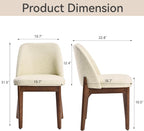 VKNOW Modern Dining Chairs Set of 2, Faux Leather Kitchen Chairs with Wood Legs, Upholstered Side Chair for Kitchen Dining Room, Beige