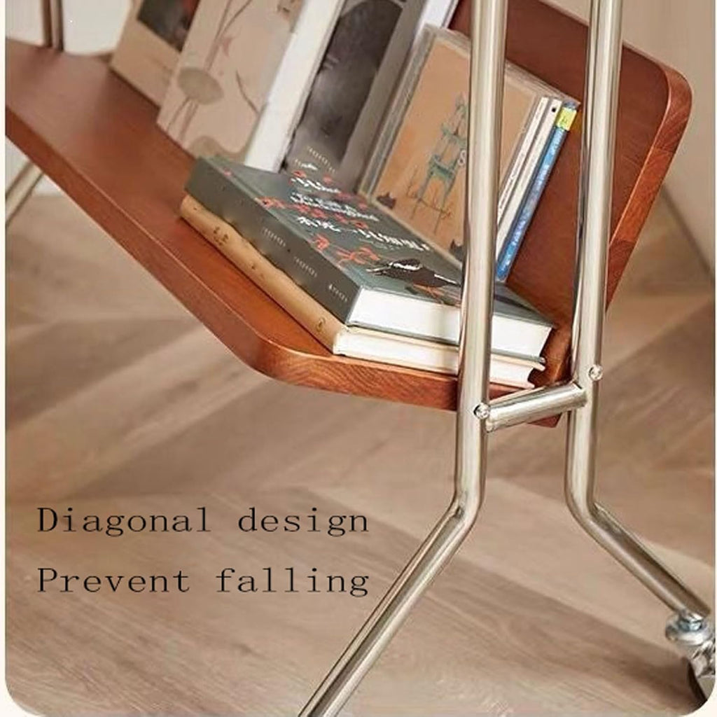 Metal Frame Trolley, Tea Table with Handle, Small Sofa Side Table,Storage Cart, Modern End Table for Small Space(Color:Brown)