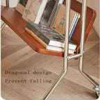 Metal Frame Trolley, Tea Table with Handle, Small Sofa Side Table,Storage Cart, Modern End Table for Small Space(Color:Brown)