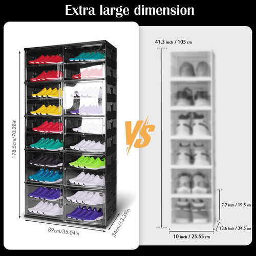 10 Tiers 40 Pairs Easy Assembly Shoe Shelves Organizer with Doors Foldable Shoes Rack Organizer for Closet Entryway Living Room