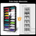 10 Tiers 40 Pairs Easy Assembly Shoe Shelves Organizer with Doors Foldable Shoe Rack Organizer Cabinet for Closet Entryway Living Room
