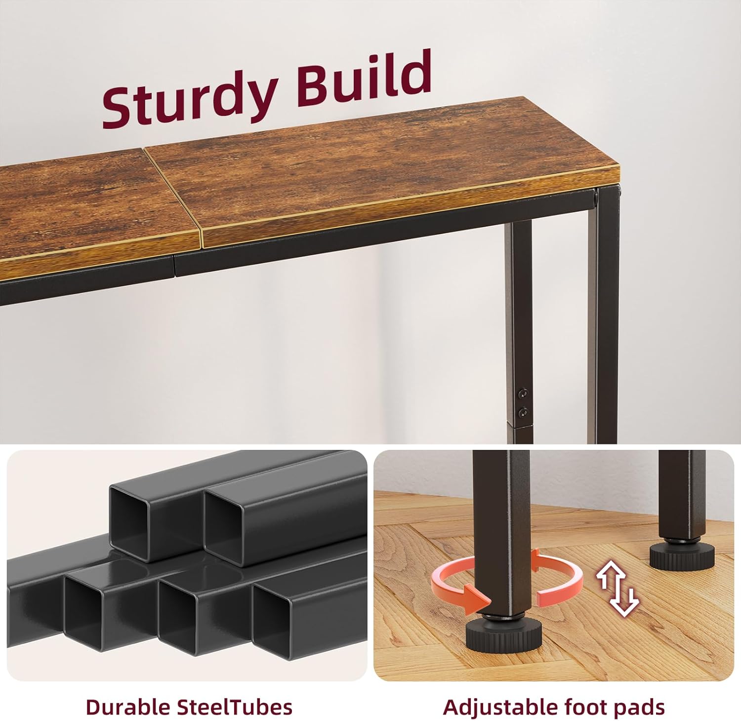 Simple Trending Console Table, 32" Sofa Table with Storage Shelf, Narrow Entryway Table, for Hallway, Behind The Couch, Living Room, Rustic Brown