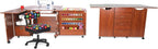Kangaroo Kookaburra Cutting Table – Large Sewing, Quilting & Craft Workstation with Expandable 70” x 40” Surface, Storage Drawers, Shelves & Rolling Locking Casters, Teak Finish