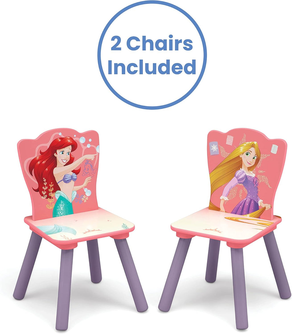 Delta Children Kids Table and Chair Set with Storage (2 Chairs Included) - Ideal for Arts & Crafts, Snack Time, Homeschooling, Homework & More, Disney Princess
