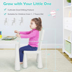 Costzon Kids Table and Chairs, 3 Piece Plastic Easy Clean Children Activity Desk for Reading, Drawing, Snack Time, Arts Crafts, Preschool, Kindergarten & Playroom, Toddler Table and Chair Set (White)