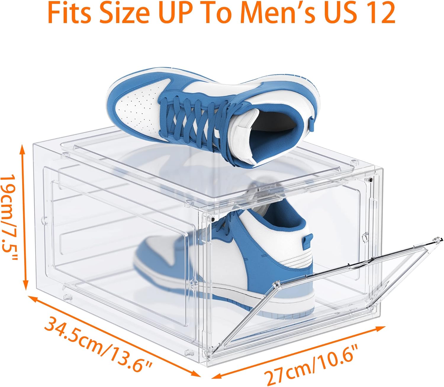 HOMIDEC Shoe Storage, 6 Pack Shoe Organizer Clear Hard Plastic Shoe Box, Shoe Boxes Clear Plastic Stackable, Shoe Boxes with Lids for Size 13, Transparent